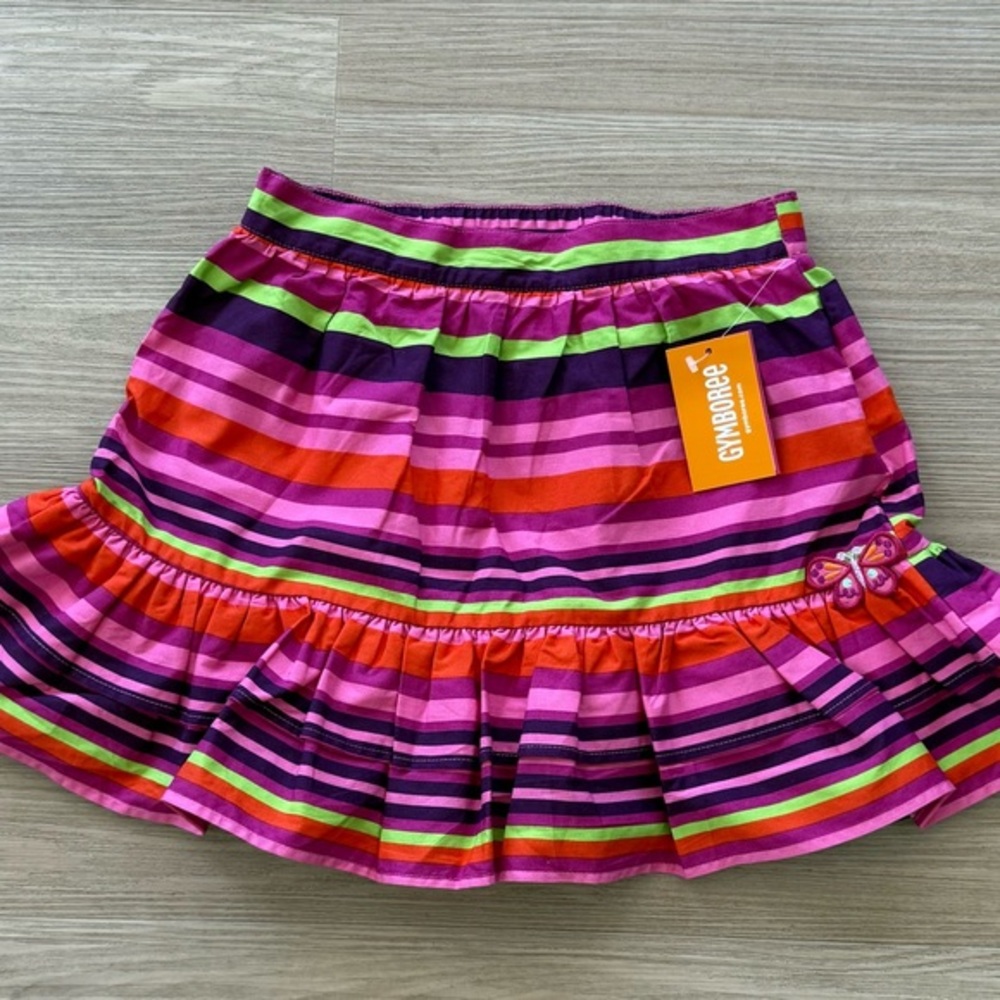Gymboree Pink Purple & Orange Striped Ruffle Skirt 6Y
